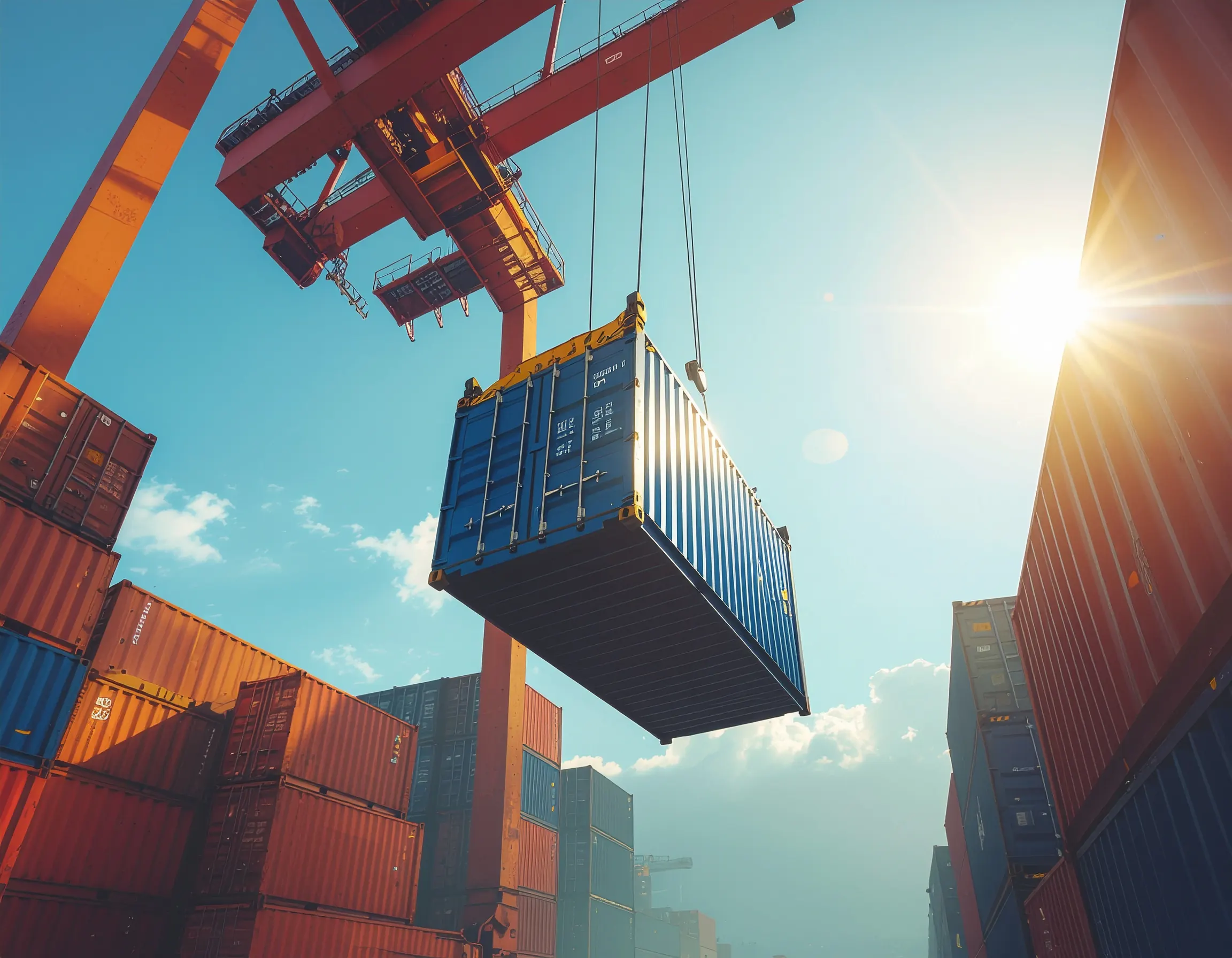 Containers in international loading operation