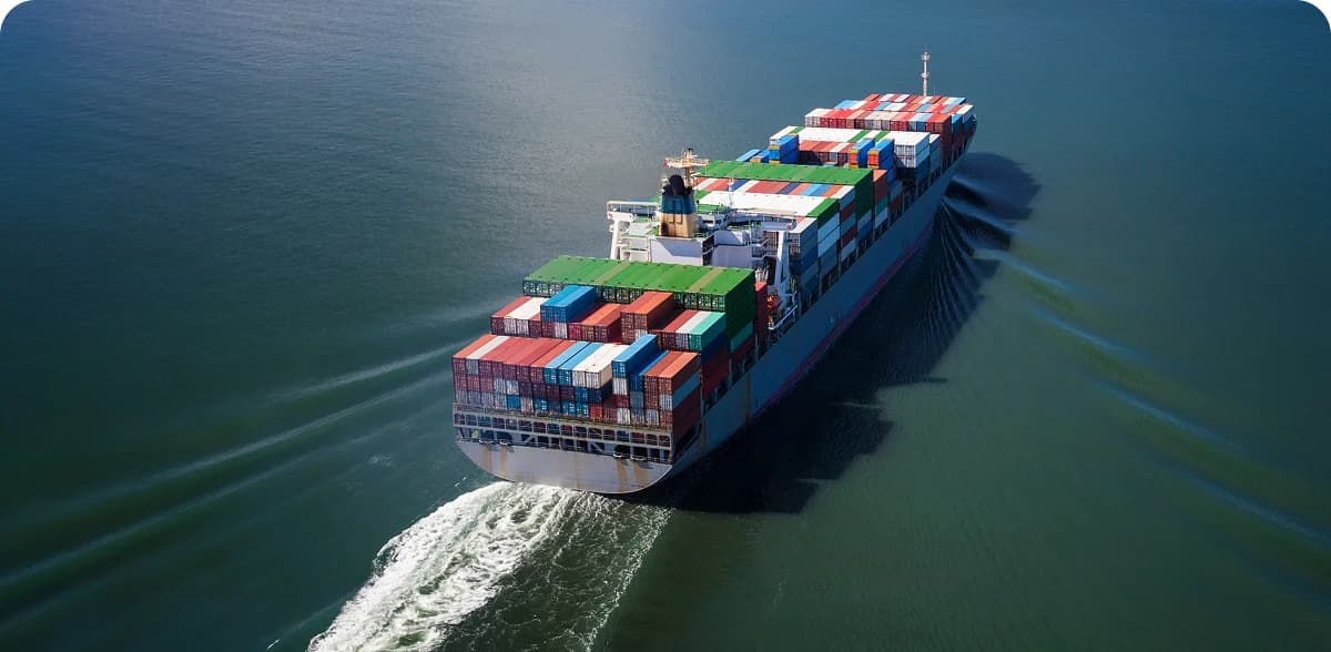 Port with import containers from China to Venezuela