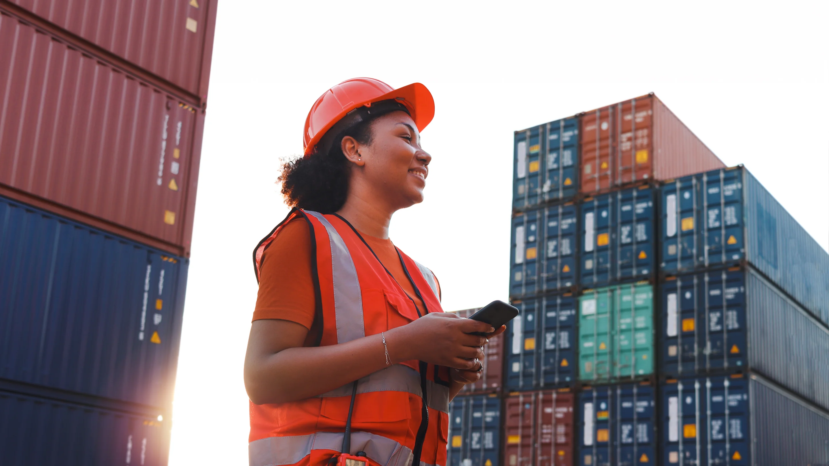 Logistics operator at a Venezuelan port with import containers from China